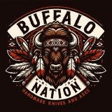 DALL·E 2024-01-13 02.49.35 – A logo for a brand named ‘Buffalo Nation’, specializing in handmade knives with Red Indian Native American designs. The logo should feature a stylized (1)