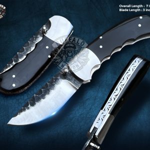 BF-05 Byson Pocket Knife with Hand forged Steel Blade, Handmade Folding Knife, Perfect for Gift - Native American Knives