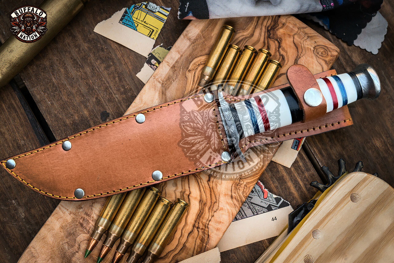 BF-09 Thunderstorm Damascus Ka-bar Knife Hunting Knife For Military Grade - Survival Edition - Image 3