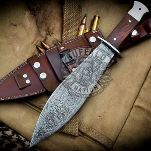 BF-12 Ram Buffalo Dagger 16 " inches with Firm Grip Handle, Damascus Steel Blade Hunting knife, Bowie Knife, Damascus Dagger - Survival Edition