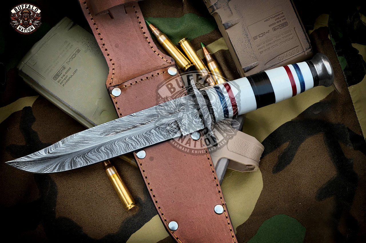 BF-09 Thunderstorm Damascus Ka-bar Knife Hunting Knife For Military Grade - Survival Edition