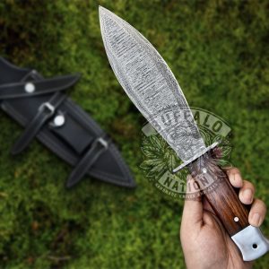 BF-11-M Ram Handmade Dagger 15 " inches with Rose Wood Handle, Hand Forged Bowie knife, Hunting Knife, Damascus Dagger - Survival Edition